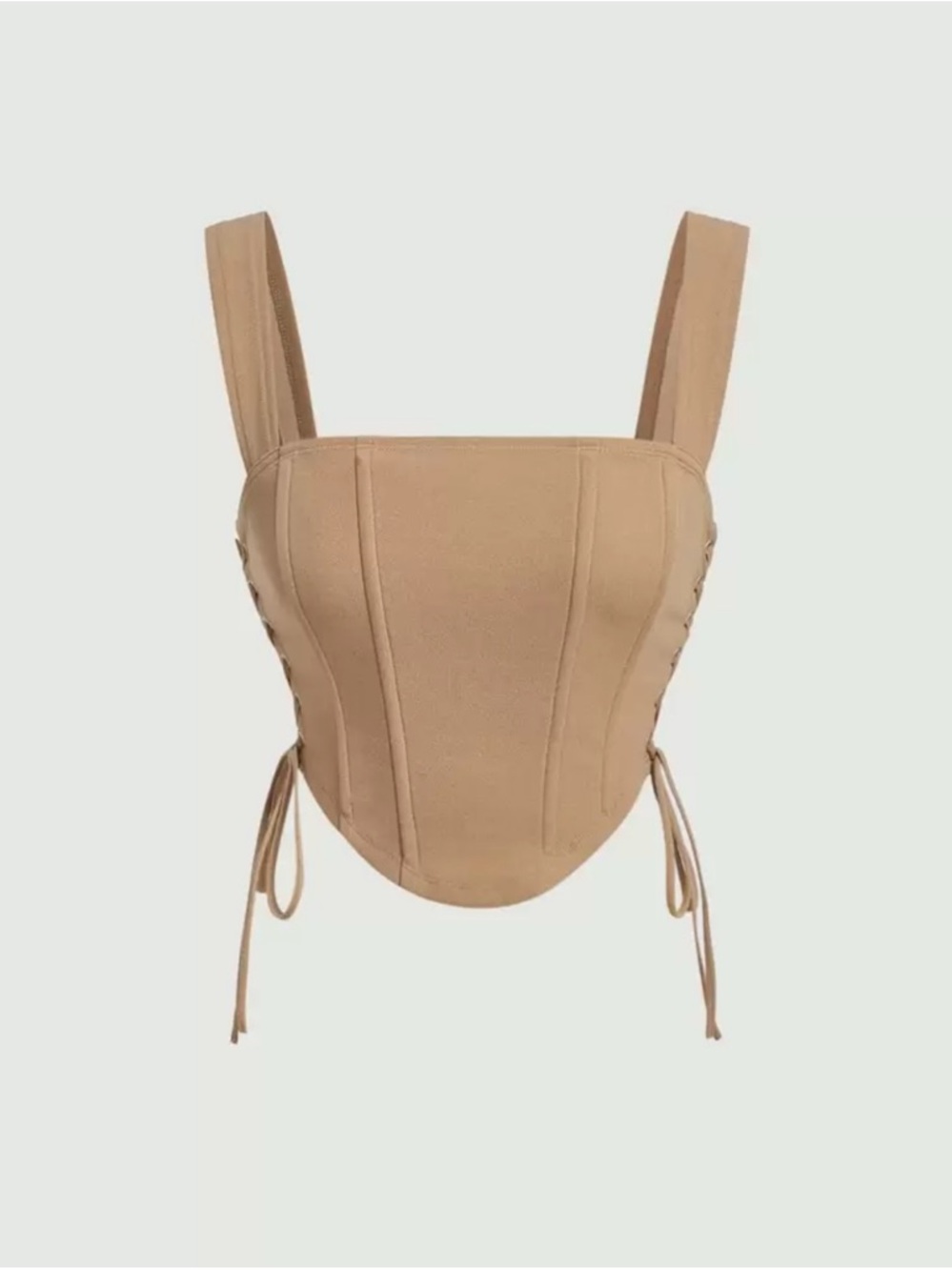 SHEIN MOD Beige Corset-Style Crop Top with Side Laces